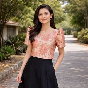Modern Filipiniana in a jacquard fabric